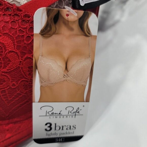 Rene Rofe Lightly Padded Underwire 3 pack Bra Set 34C - Picture 8 of 9